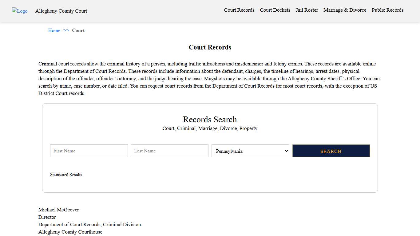 Court Records Allegheny County Court